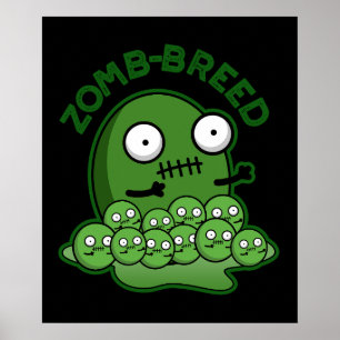 Affiche Zom-breed Funny Zombie Breed Pun Dark BG