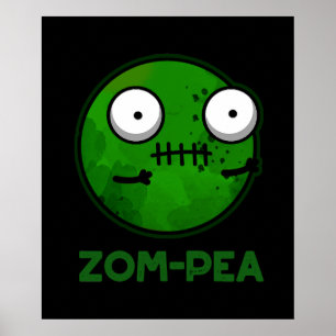 Affiche Zom-pois amusant Zombie Pea Pun Dark BG