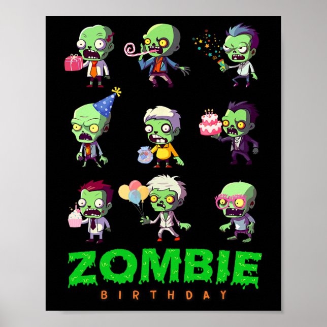 Affiche Zombie Birthday Squad Funny Halloween Party Boy Ki (Devant)