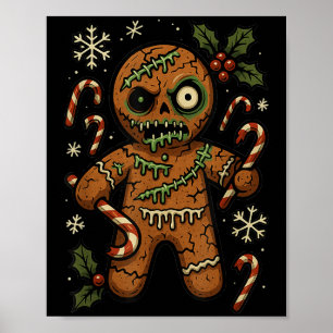 Affiche Zombie Bonhomme en Pain d'Épices Noël Zombie