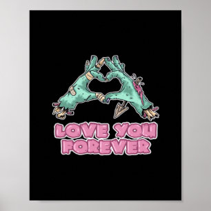 Affiche Zombie Classic - Squelette Coeur Et Mains