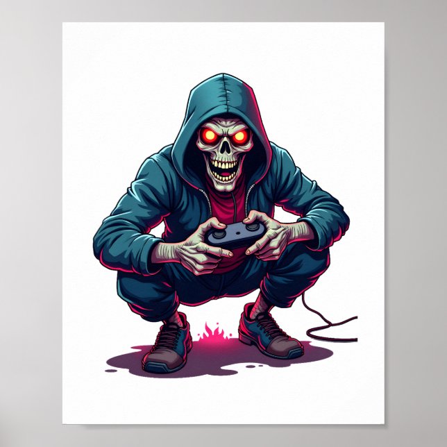 Affiche Zombie Gamer - Funny Halloween Gaming Shirt (Devant)