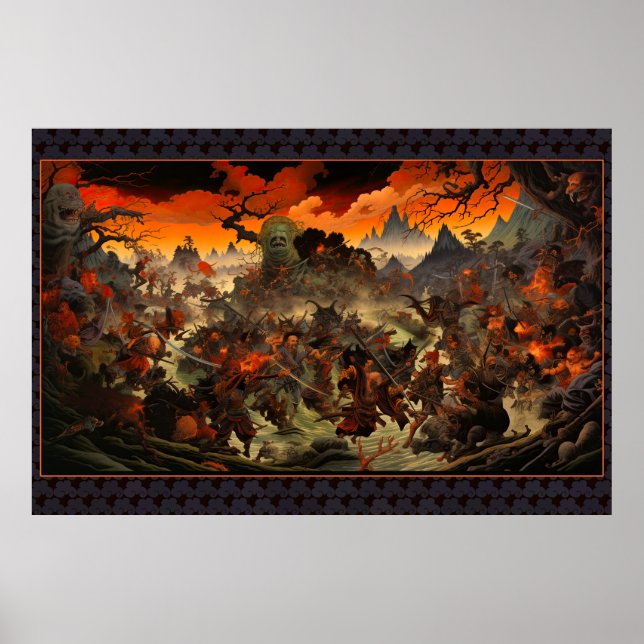 Affiche Zombie Soulèvement Feudal Japon - Bloc de bois Imp (Devant)