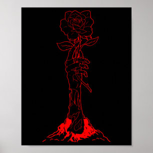 Affiche Zombiecore esthétique Zombie main Rouge Rose Squel