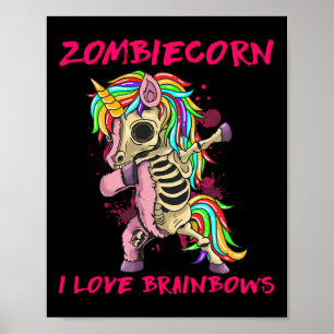 Affiche Zombiecorn I Love Brainbows Zombie Halloween Unico