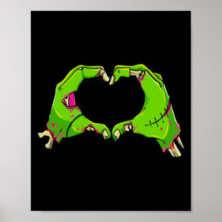 Affiche Zombies cardiaques Halloween Amour drôle Horreur H