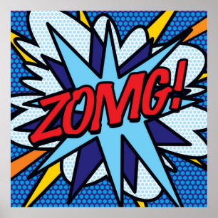 Affiche ZOMG Fun Retro Comic Livre Pop Art