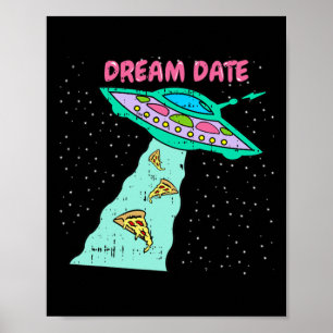 Affiche Zone-51 Alien Spacship Pizza Dream Date Easy Hall