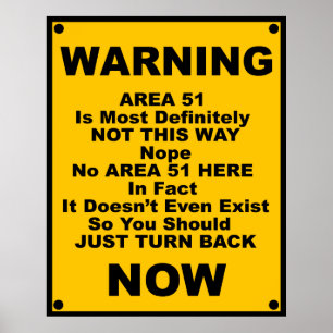 Affiche Zone 51 ~ Avertissement à l'usure