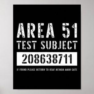 Affiche Zone 51 Objet de l'essai 8711 Enlèvement d'Aliens