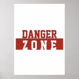 Affiche Zone de danger / Minimaliste Moderne Simple Rouge