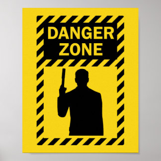 Affiche ZONE DE DANGER ! - Signe et silhouette