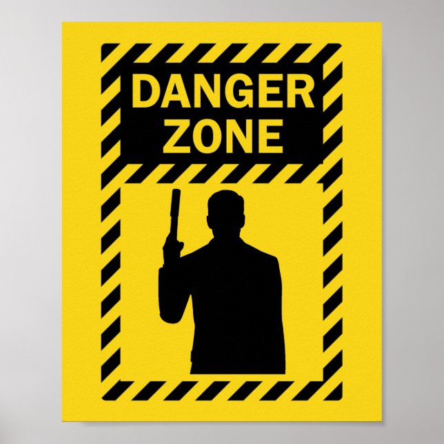 Affiche ZONE DE DANGER ! - Signe et silhouette (Devant)