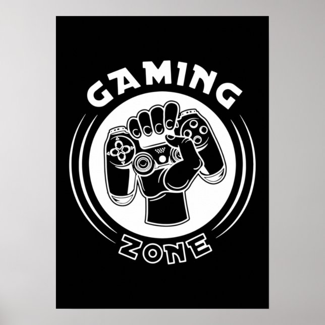 Affiche Zone de jeu, Mancave - Drôle Vidéo Gamer, Jeu P (Devant)
