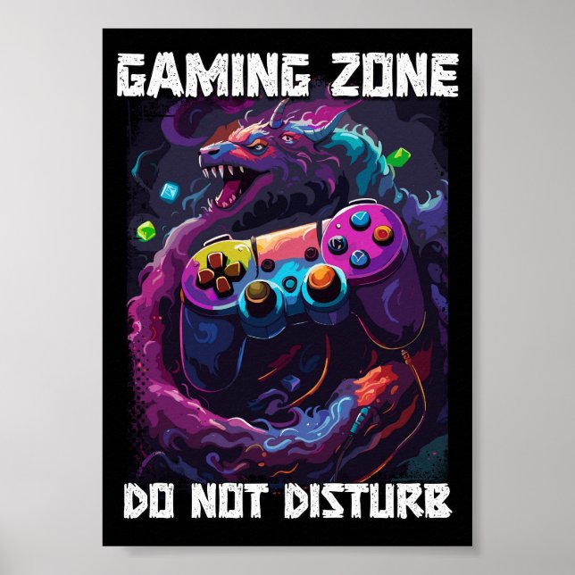 Affiche Zone de jeu ne dérangez pas Cool Gamer Dragon Art (Devant)