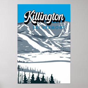 Affiche Zone de ski de Killington hiver Vermont Vintage