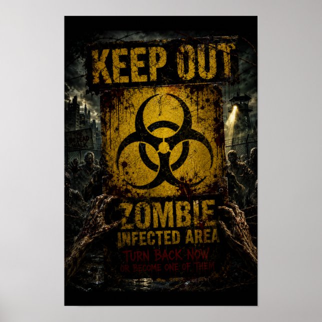 Affiche Zone infectée par des zombies – Accès interdit  (Devant)