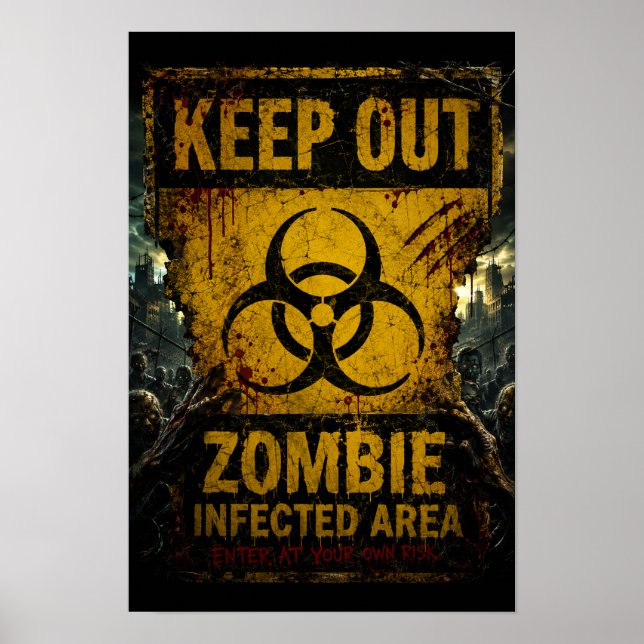 Affiche Zone infectée par des zombies – Accès interdit  (Devant)