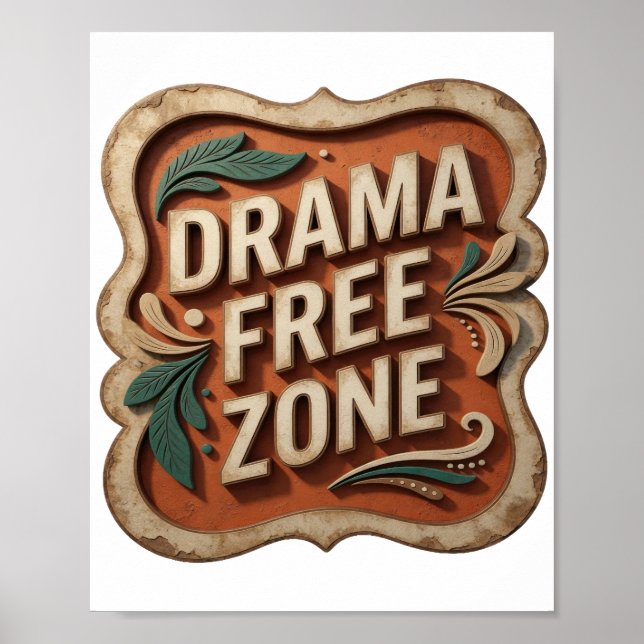 Affiche Zone sans DRAME en argent élégant (Devant)