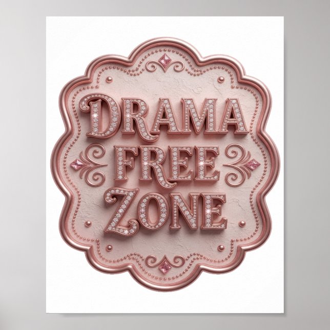 Affiche Zone sans drame rose tendance (Devant)