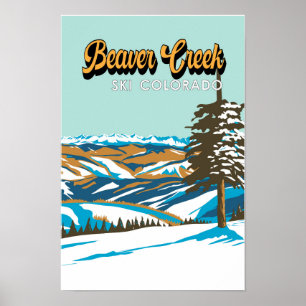 Affiche Zone skiable de Beaver Creek hiver Colorado Vintag