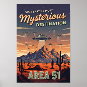 Affiche Zone Vintage 51 Rétro UFO Alien Voyage 