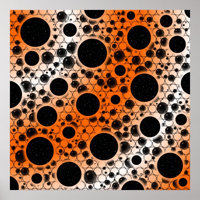 Affiche Zones de bulles spatiales - Blanc/Orange (Devant)