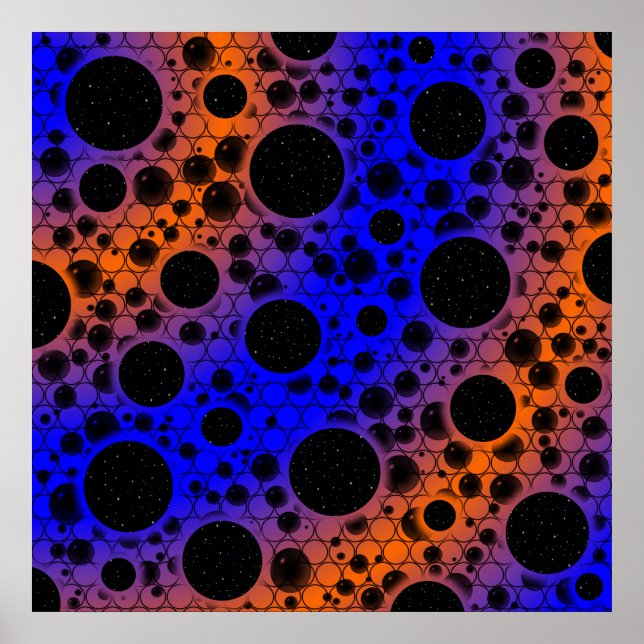 Affiche Zones de bulles spatiales - Bleu/Orange (Devant)