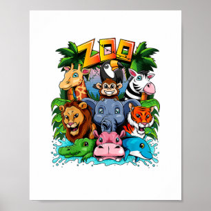 Affiche Zoo Animal Chemise Enfants Garçons Filles Enseigna