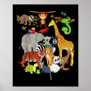 Affiche Zoo Animaux Faune Fête d'anniversaire Zoo Day 26 A