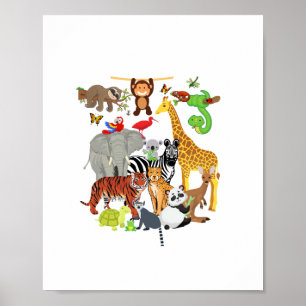 Affiche Zoo Animaux Faune Fête d'anniversaire Zoo Day 26 A