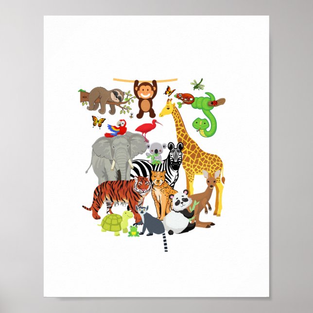 Affiche Zoo Animaux Faune Fête d'anniversaire Zoo Day 26 A (Devant)