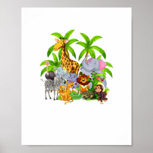 Affiche Zoo Animaux Safari Faune Fête Anniversaire A Day A