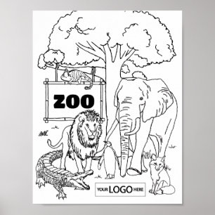 Affiche Zoo Art Coloriage Art Zoo Feuille de travail Anniv