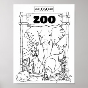 Affiche Zoo Art Coloriage Art Zoo Feuille de travail Anniv