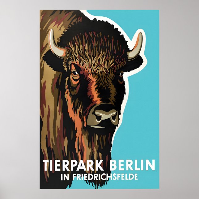Affiche Zoo Berlin Bison Art Mural Vintage (Devant)