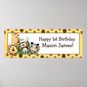 Affiche Zoo Crew Jungle Bandeau d'anniversaire personnalis