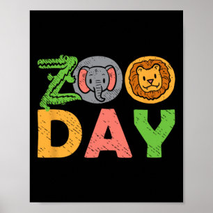 Affiche Zoo Day Family Trip Zoo Visiteur Faune Enfants Vac