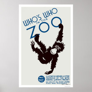Affiche Zoo Guide Monkey 1937 WPA