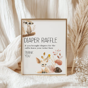 Affiche Zoo Safari Animaux Baby shower Déchets Raffle