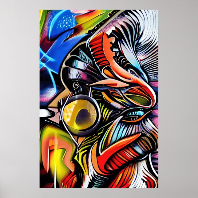 Affiche Zoom arrière Graffiti Art - Cadeau parfait pour l' (Devant)