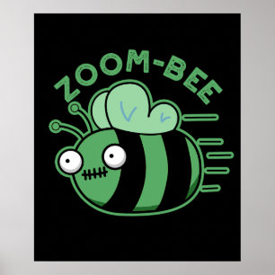 Affiche Zoom-bee Funny Zombie Bee Pun Dark BG