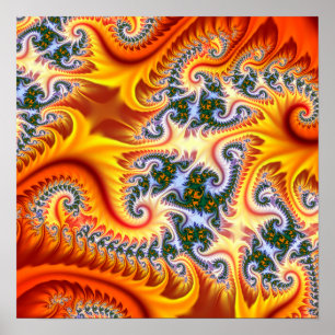 Affiche Zoom fractal orange et jaune