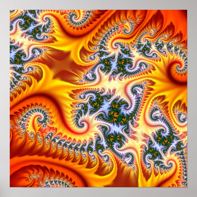 Affiche Zoom fractal orange et jaune (Devant)