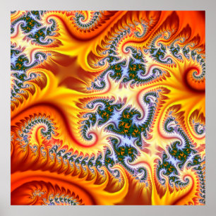Affiche Zoom fractal orange et jaune