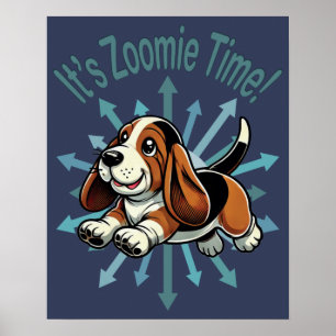 Affiche Zoomie Time Basset Hound