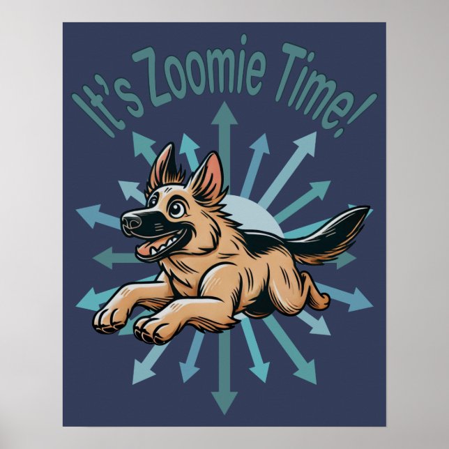Affiche Zoomie Time German Shepherd (Devant)