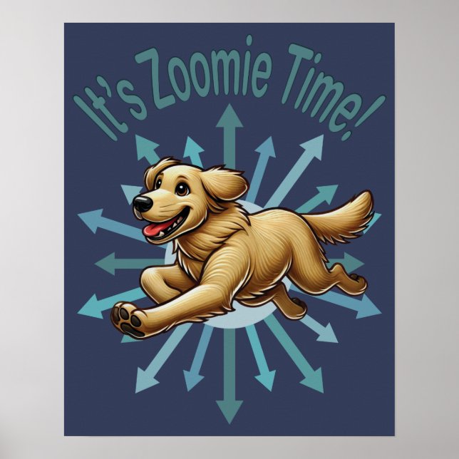Affiche Zoomie Time Golden Retriever (Devant)
