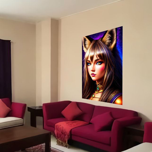 Affiche Zoomorphes cool jeune femme avec oreille lynx | Ar (Créateur téléchargé)