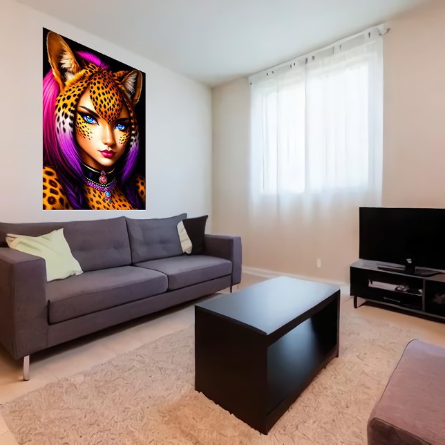 Affiche Zoomorphes cool jeune femme guépard | Art AI (Créateur téléchargé)